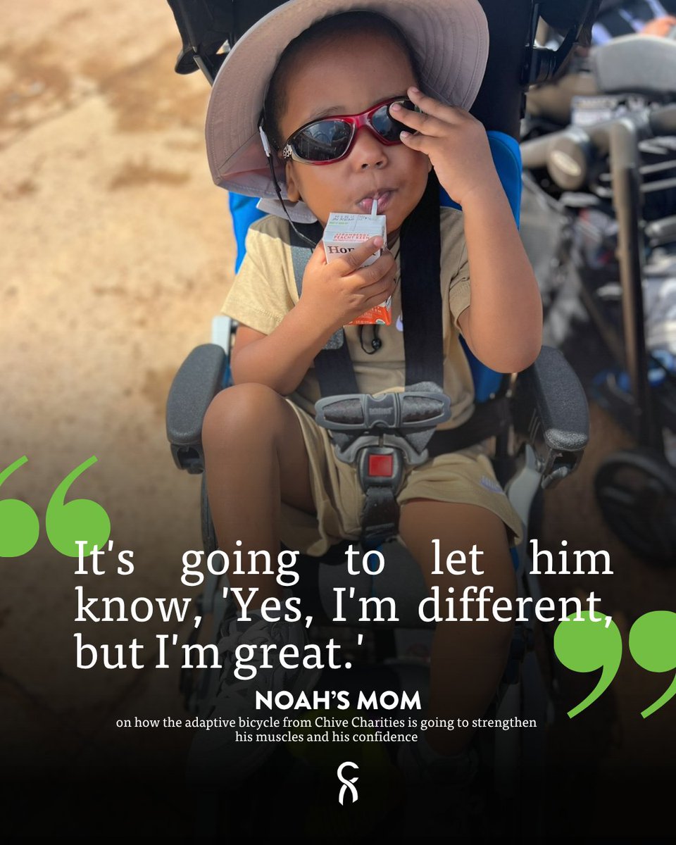 ChiveCharities's tweet photo. Because of generous donors, Chive Charities was able to provide Noah with his own adaptive tricycle.
His mother's words perfectly capture why this work matters.
#10percenthappier #team10percent #ForTheOne https://t.co/iitFurN0Hc