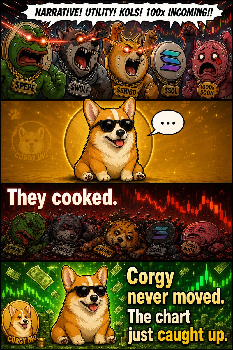 MemeForge07's tweet photo. “Some coins try hard.
Corgy just exists.
Existence is the meta. 🐶
#CORGY
@CorgyInu https://t.co/zjFYWl6RAI