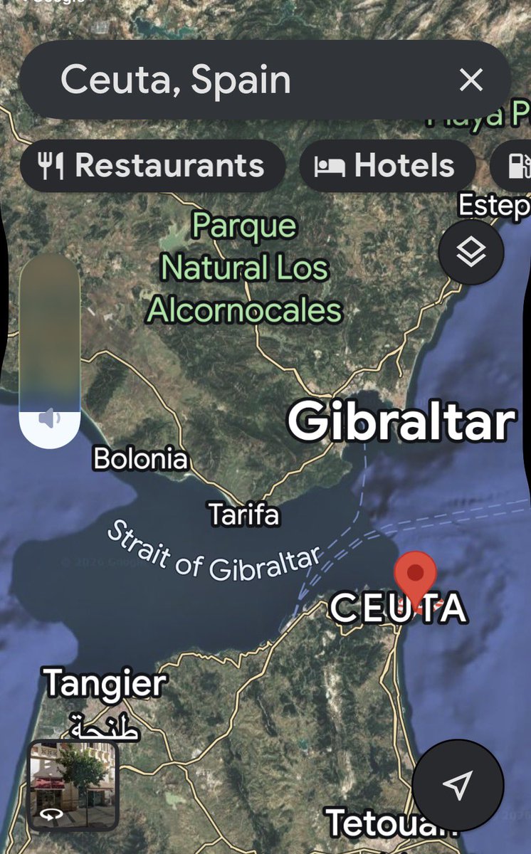 VMSwiderski's tweet photo. People need to understand what is happening in Spain. This is intentional and has global consequences. 

Ceuta, Spain is across the Strait of Gibraltar on the northern tip of Africa. This invasion just gave an Arab Muslim Monarchy (Morocco) the ability to control a shipping lane that sees 3.3 million barrels of oil pass through its waters daily. That’s over 1.2 BILLION barrels annually.