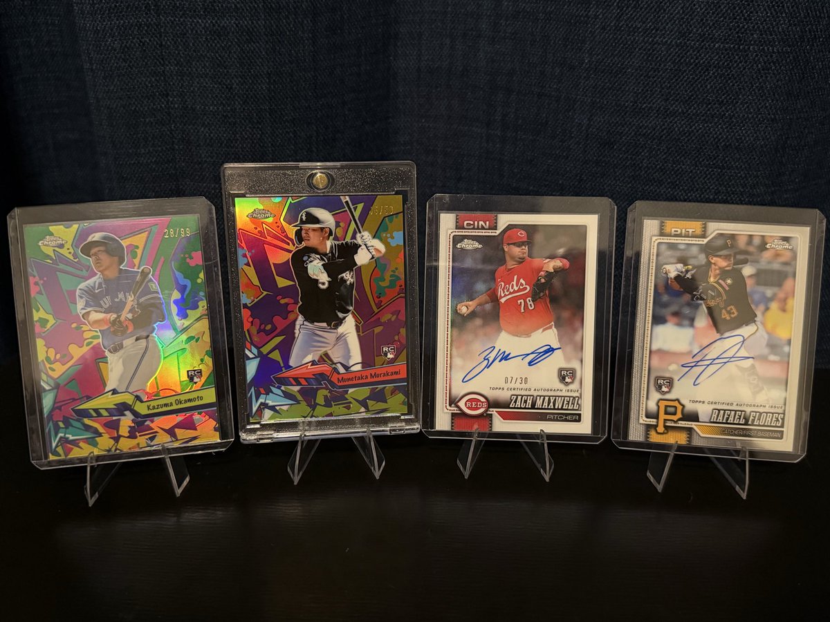 Richison34's tweet photo. @HeathElliott79 Murakami Wild Style /50 - $2000
Okamoto Wild Style /99 - $150
Zach Maxwell Auto /30 - $175
Rafael Flores Auto - $15
Joey Ortiz Red Wave /5 - $40
Konnor Griffin Refractor w/ base (2 cards) - $25 https://t.co/DDnloqsUwu