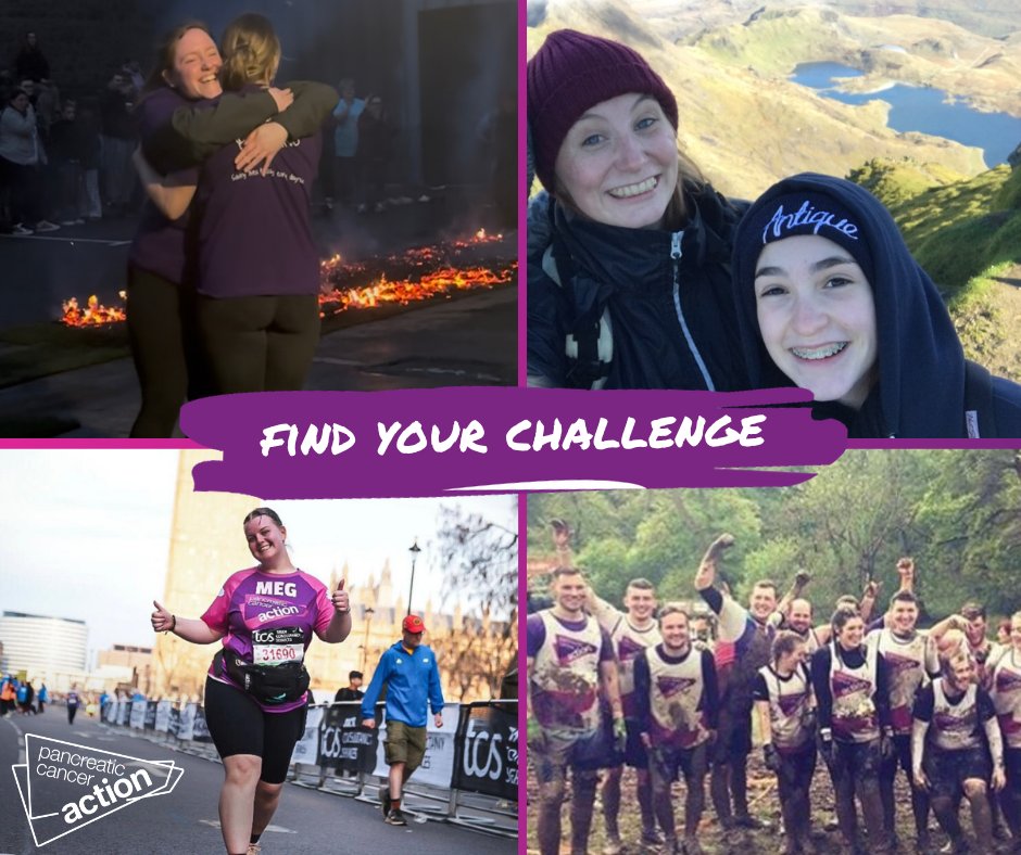 OfficialPCA's tweet photo. What will your next #charitychallenge be? 💜

Run Manchester Marathon, trek Snowdon, tackle Tough Mudder or brave a Firewalk - all while supporting people affected by #pancreaticcancer.

Find your challenge and join #TeamPCA today: https://t.co/gsw3637A4k https://t.co/bu6SUUEPMd