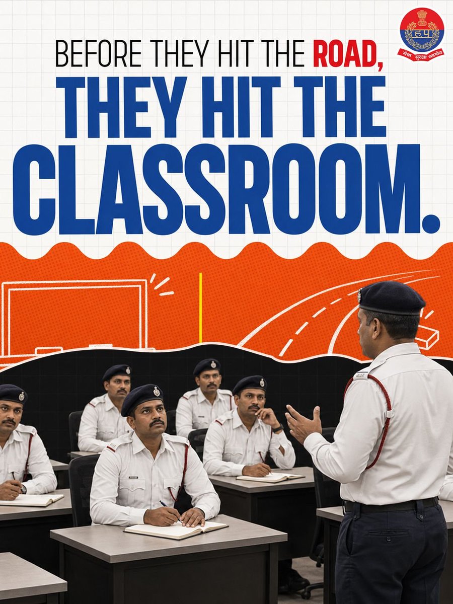 TrafficGGM's tweet photo. 🚦 ~50 Gurugram Traffic Police officers trained on:
· Effective traffic management
· Citizen interaction &amp; composure
· E-challan &amp; online payments
· Priority help for women, seniors &amp; PwDs
Better trained. Better policing.
#GTPTraining #GurugramTrafficPolice https://t.co/bjHGxk0Toh