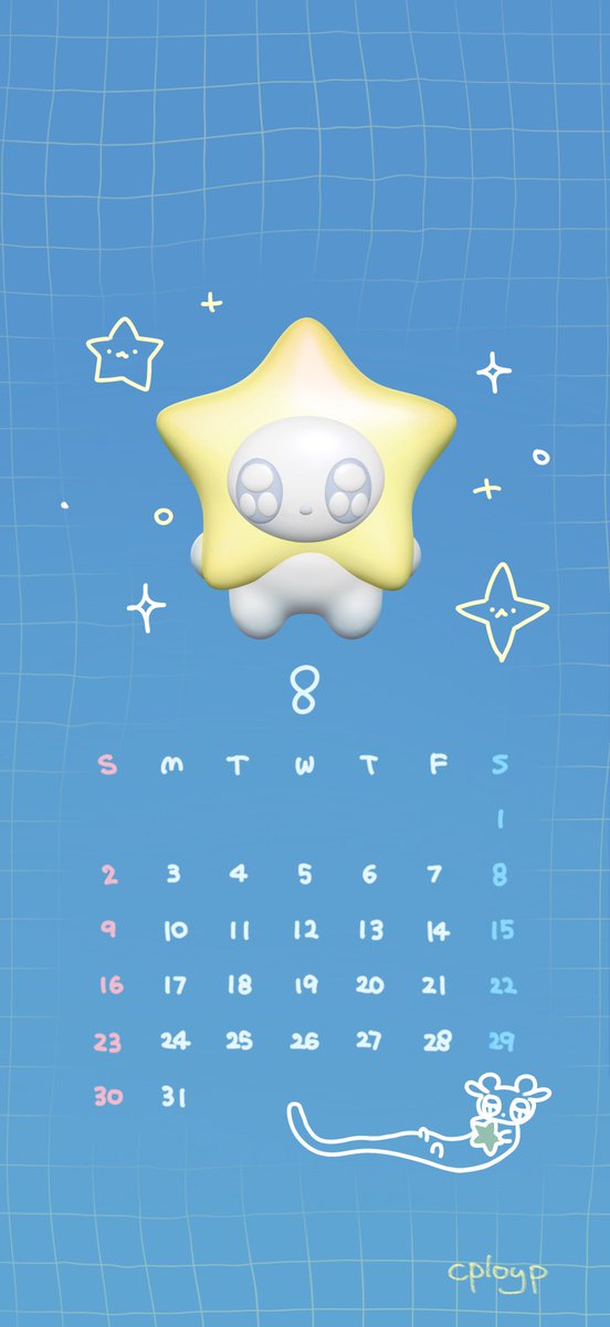 CPloyp's tweet photo. ✨🎐8月のカレンダー 🍧✨ https://t.co/ssEbN22Gl9