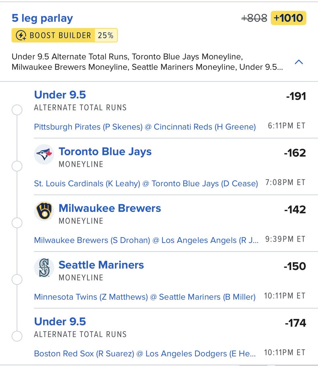 onlyparlays's tweet photo. Friday Night MLB Parlay (+1010) ⚾️👊 https://t.co/4g9t0qGcGt