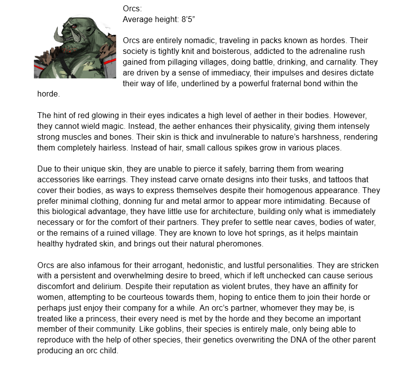 Philozoid's tweet photo. Character bio for the Orcs 💚💪 #LunaSanctus https://t.co/XLERmglbAB