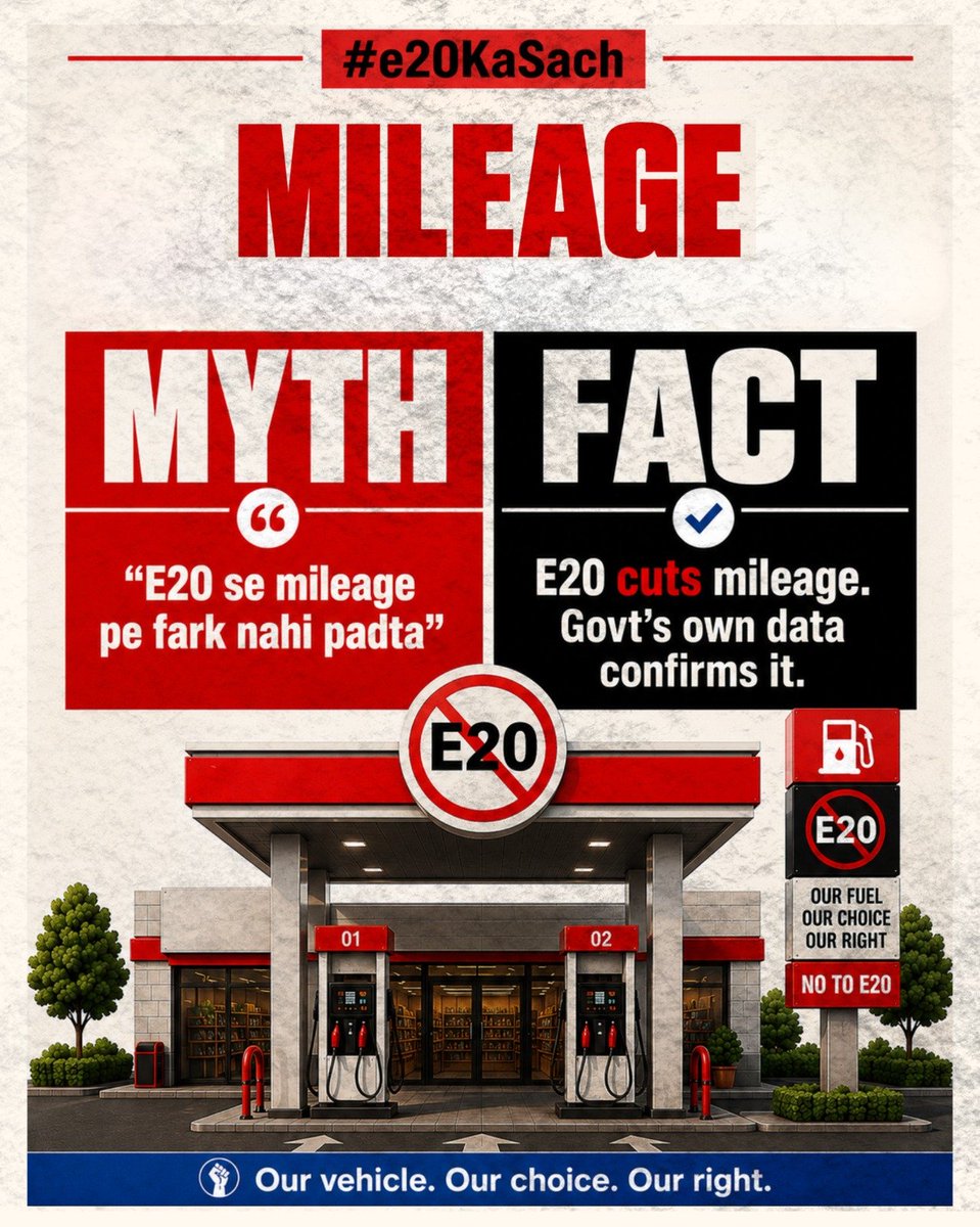Stope20petrol's tweet photo. If E20 doesn't affect mileage, why does official testing show otherwise?

It's time for facts, not assumptions.

#E20KaSach #StopE20 https://t.co/JdwTYO7Fwr