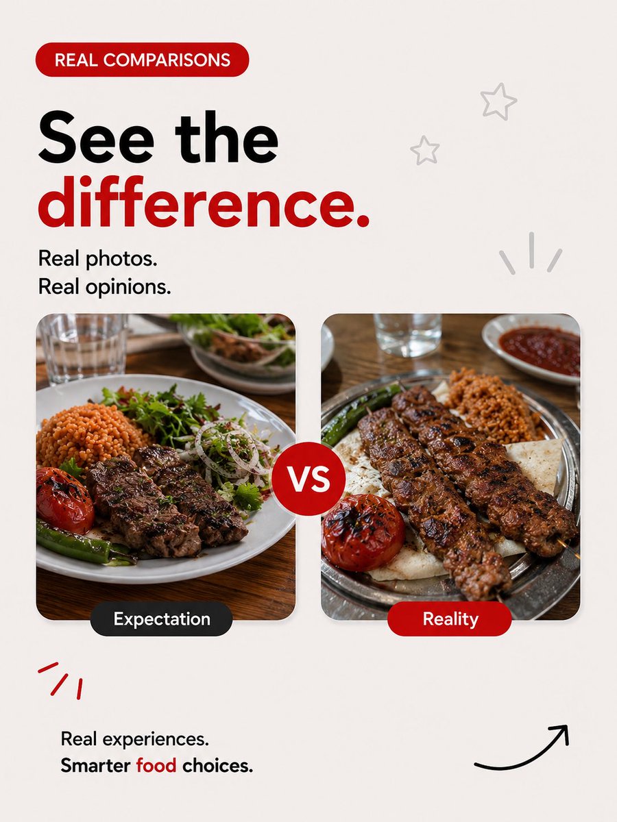 kitcieapp's tweet photo. 📸 Expectation vs. Reality.

The menu photo looked amazing.
But did the dish really live up to it?

At Kitcie, we believe the best recommendations come from real people, real photos, and real experiences.

Discover dishes that actually match the hype.

👇 Have you ever ordered something that looked completely different from the menu photo? Tell us your story!

⸻

📸 Beklenti mi, Gerçek mi?

Menüde harika görünüyordu…
Peki masaya gelen gerçekten aynı mıydı?

Kitcie’de kararlarını reklamlar değil, gerçek kullanıcı fotoğrafları, gerçek yorumlar ve gerçek deneyimler belirler.

Gerçekte nasıl göründüğünü gör, sonra karar ver.

👇 Seni en çok şaşırtan yemek hangisiydi? Yorumlarda paylaş!

#foodie #foodreview #restaurant #foodphotography #kitcie
