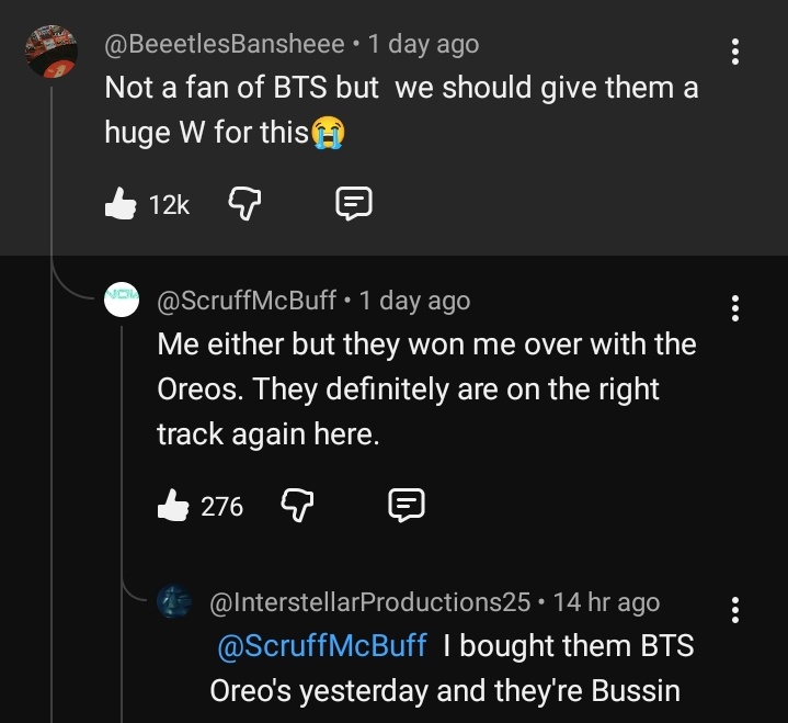 __LY_BTS's tweet photo. How are BTS winning people over with Oreos😭 https://t.co/tQ0qXYVMtW
