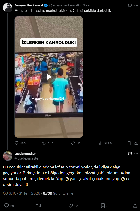 yigitcanonal7's tweet photo. 7-8 yaşındaki çocuğun markette yerden yere vurularak, bütün kemiklerini kıracak şekilde dövülmesini de aklamaya çalışma.

"Yaptığı yanlış", Allah razı olsun birader ya. Victim blaming ülkesi yemin ederim. https://t.co/WgQgGRixM1