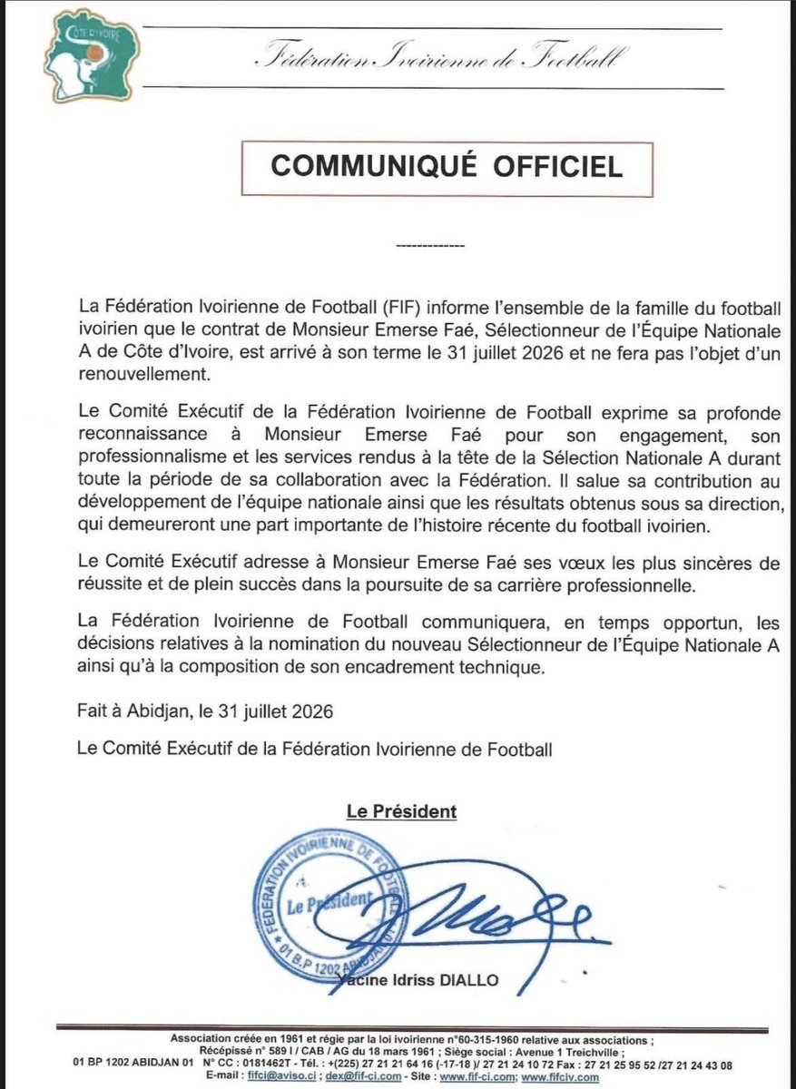 AlvyneMalick's tweet photo. @Romain_Molina À peine ton poste et voilà le communiqué de la FIF il 7min https://t.co/dfZ6YlgYBK