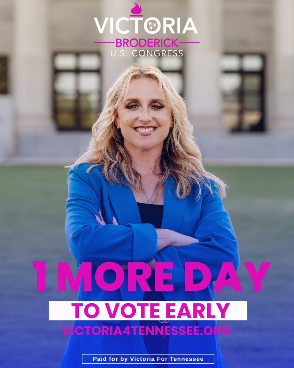 Victoria4Tn's tweet photo. Today and tomorrow, are the last days to Early Vote.  

Voting is your superpower and your voice. Elect representatives that work for you. Not the donor class, not corporations, not the party. Policy and character are important this election. 

#tennessee #democrats #vote https://t.co/vw4bahJDQH