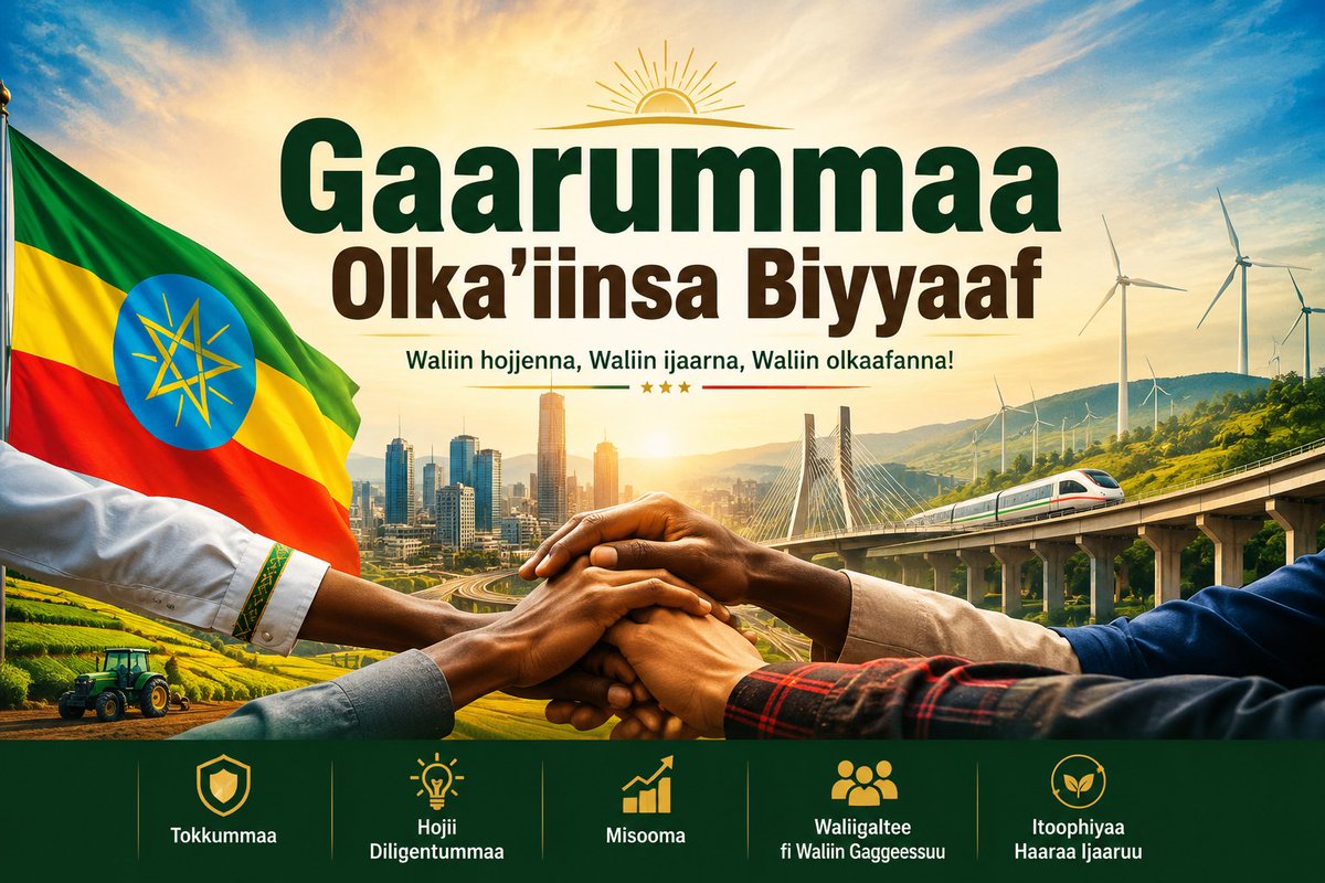 ZuberAbagiddi's tweet photo. #Gaarummaa
Gaarummaa Olka'iinsa Biyyaaf https://t.co/Pjxs58Zaew