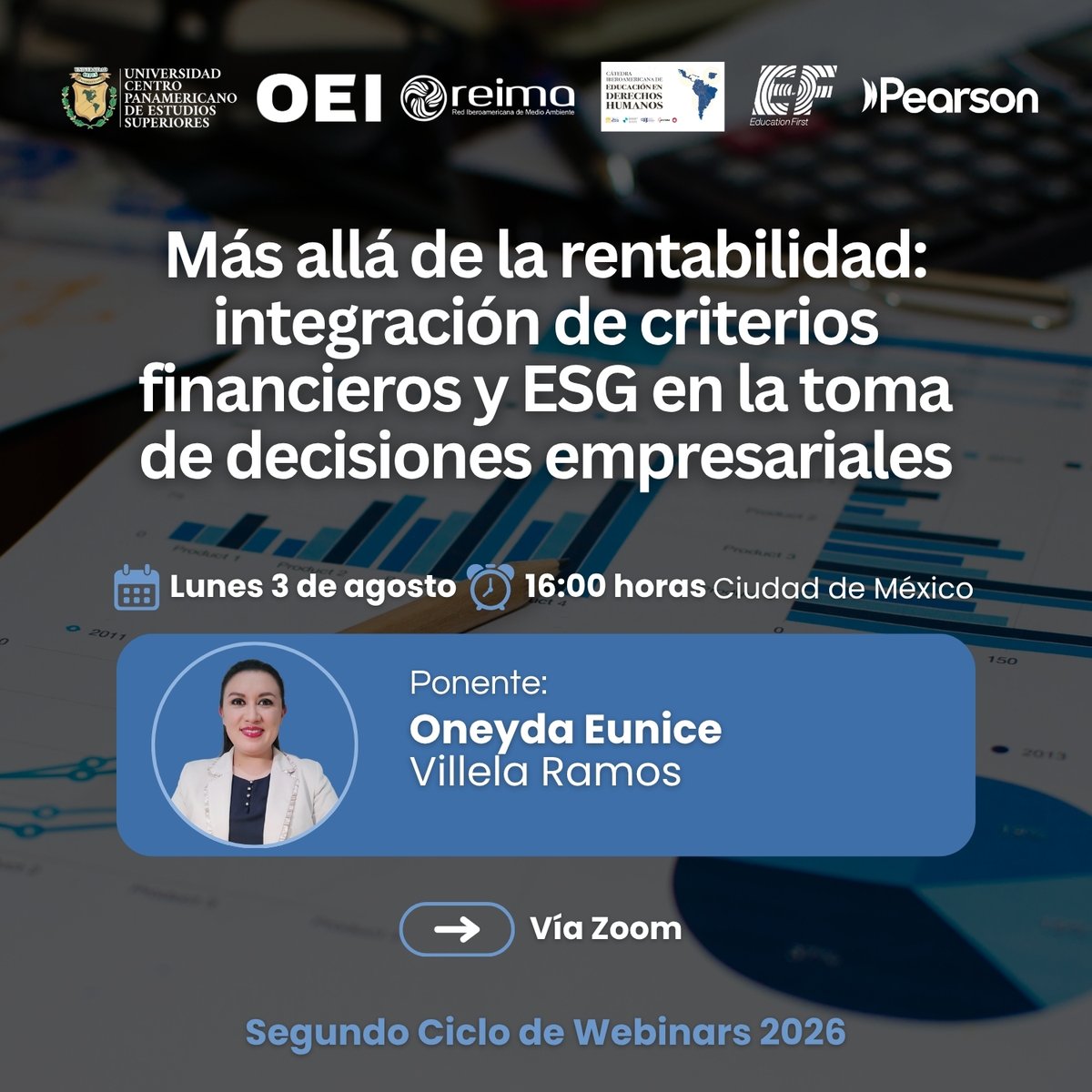 oeimexico's tweet photo. 📊 ¿Es posible generar rentabilidad sin perder de vista el impacto social y ambiental? 🌱

Descubre cómo integrar criterios financieros y ESG en la toma de decisiones empresariales de la mano de Oneyda Eunice Villela Ramos.

📅 Lunes 3 de agosto
🕓 16:00 h (CDMX)

Forma parte del 2.º Ciclo de Webinars Gratuitos UNICEPES 2026 y fortalece tu visión estratégica para afrontar los desafíos del entorno actual.

✅ Inscríbete sin costo y asegura tu lugar: https://t.co/S0HrgjSKDs