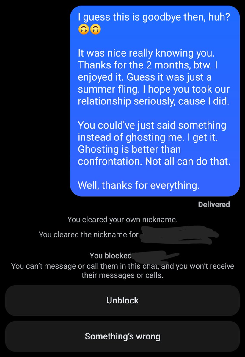 rantintill's tweet photo. Welp. Thanks for the 2 months, I guess?

First BF, btw https://t.co/CRT84jMUeK