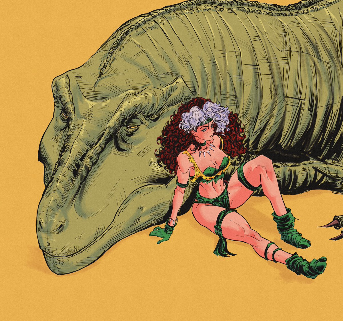F3LLAAA's tweet photo. Rogue and a T. rex https://t.co/yHjZZVkUzm
