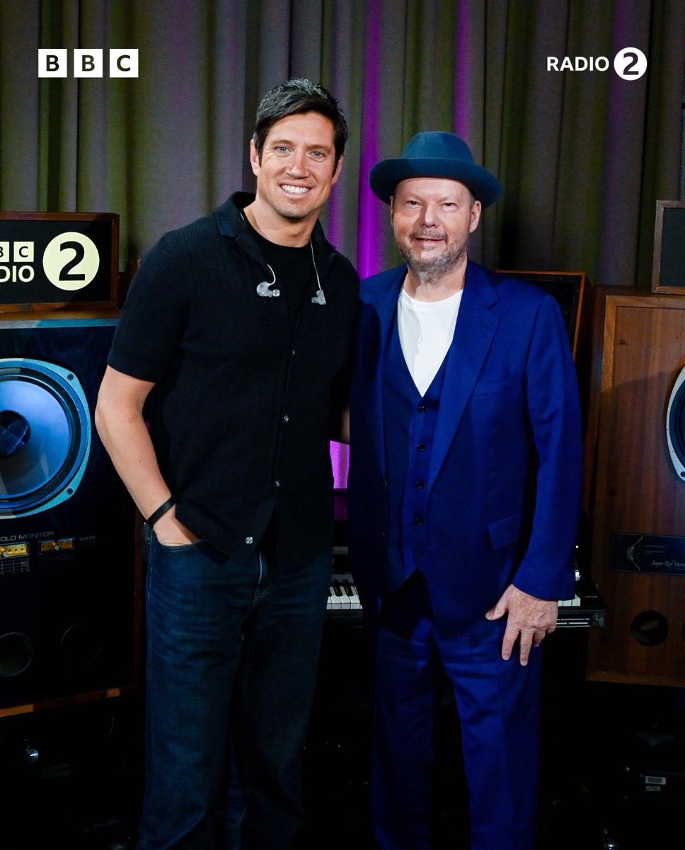 itsMrCross's tweet photo. Good times! I had a great visit with @vernonkay on @BBCRadio2 in London this spring. A nice break between gigs on that tour.  Thanks again to everyone who came out to see our concerts in the UK and Europe. 💜 https://t.co/DyxOFuNhjL