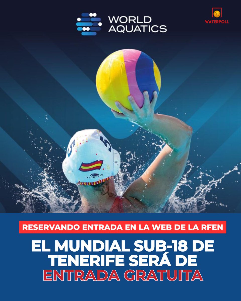 _waterpoll_'s tweet photo. EL MUNDIAL SUB-18 SERÁ GRATIS
El campeonato juvenil femenino que se disputará del 16 al 23 de agosto en Puerto de la Cruz (Tenerife) tendrá entrada libre, como se ha anunciado hoy en el Media Day del campeonato.
#waterpolo #under18 #worldaquatics https://t.co/z7bJxH40bq
