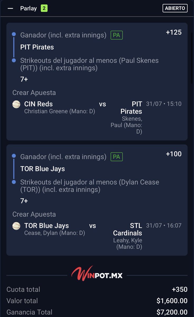 PatronazoPicks's tweet photo. 💎: DOBLE DE MLB +350 MLS + PROPS 🔥🔥🔥

Vamos a ver que es lo que sucede con esta jugada, tmb pueden ponerle handicap +1.5 a piratas y no les baja tanto el momio.

Yo voy así con esta jugada para que pague mejor y ver si podemos cobrar por tercer dia seguido en MLB https://t.co/bRgJIgyFo0