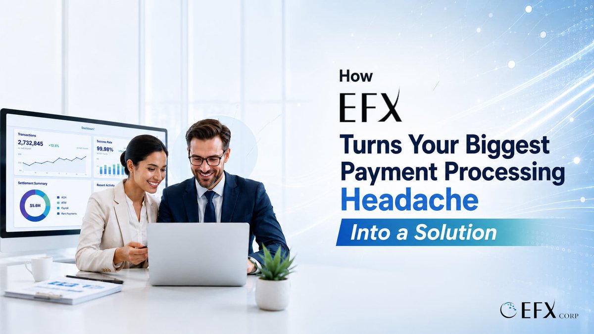 EFXFS_us's tweet photo. At #EFX, "how can we help?" isn't a sales line. It's how we've built everything we offer.

One payroll bureau. 50+ clients. 25 hours of manual entry down to under two.

Read our latest blog.👉 https://t.co/UjlKmU0X8D

#EFXFinancialServices #PayrollPaymentProcessing #ACHProcessing https://t.co/y5KRMQDwge