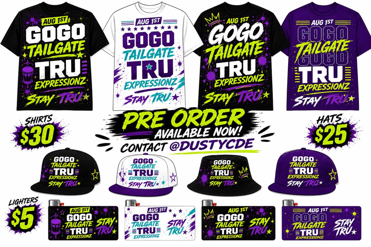 TruExpressionz's tweet photo. We will have TE “Go-Go Tailgate” Merch available this Saturday 8-1-26 at Sandlot Uptown, 1900 7st, NW. Wash.DC 1pm - 4pm | Pre order today https://t.co/SDcN7b86Bn