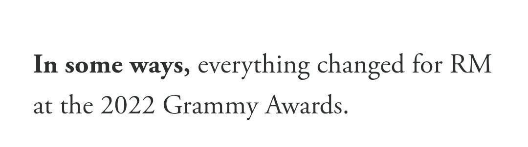 Look4SD's tweet photo. GQ Feb interview

“I think the performance of ‘Butter’ we put on at the Grammy Awards astonished people” ~ RM

“I think it’s time for us to move beyond astonishing people and think again about what kind of messages we can send people now” ~ RM https://t.co/NtBlYaG565