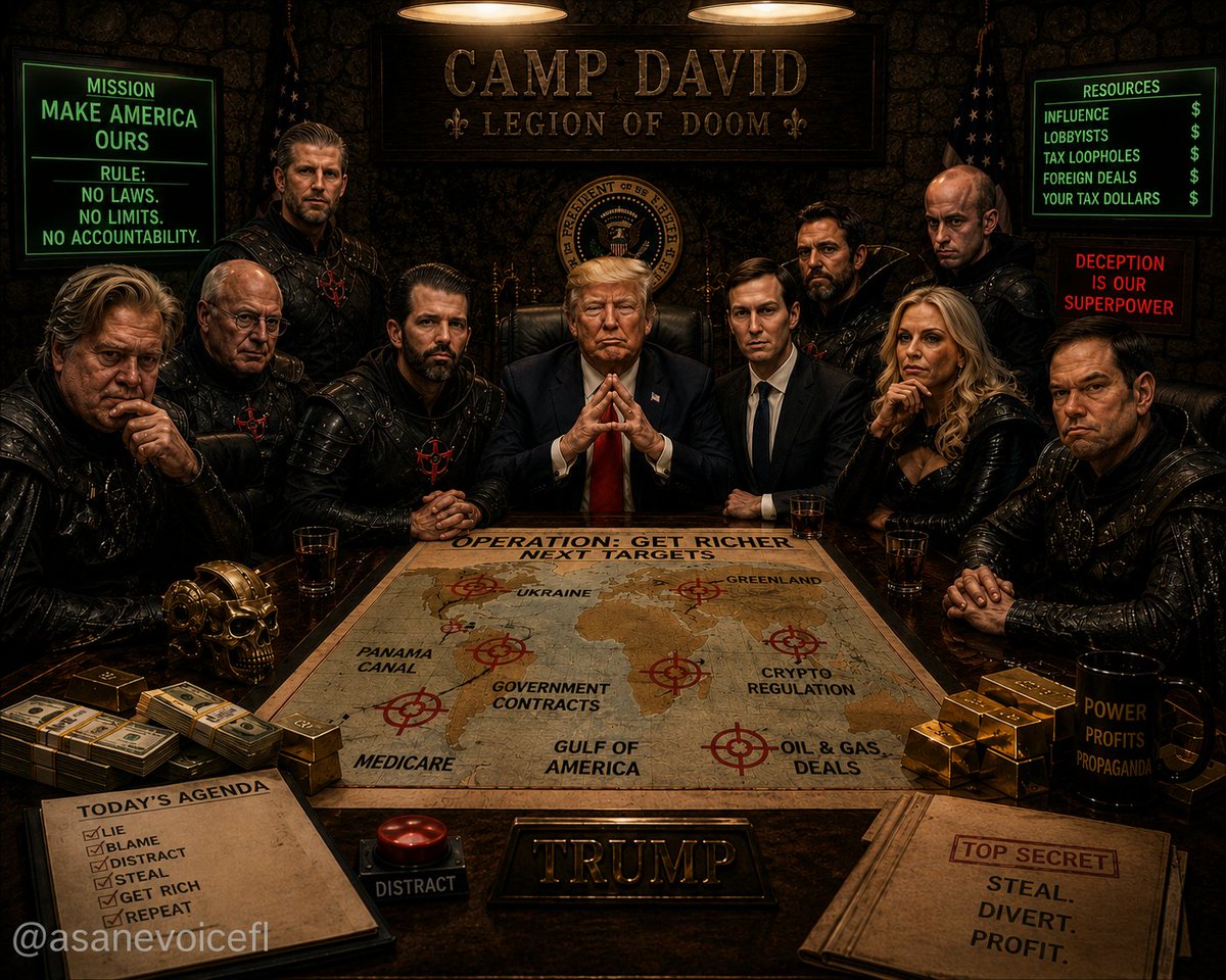 CoryS0007's tweet photo. @seanhannity Trump's Legion of Doom meeting to figure out what next to steal. #campdavid https://t.co/v0SkDWeR7E