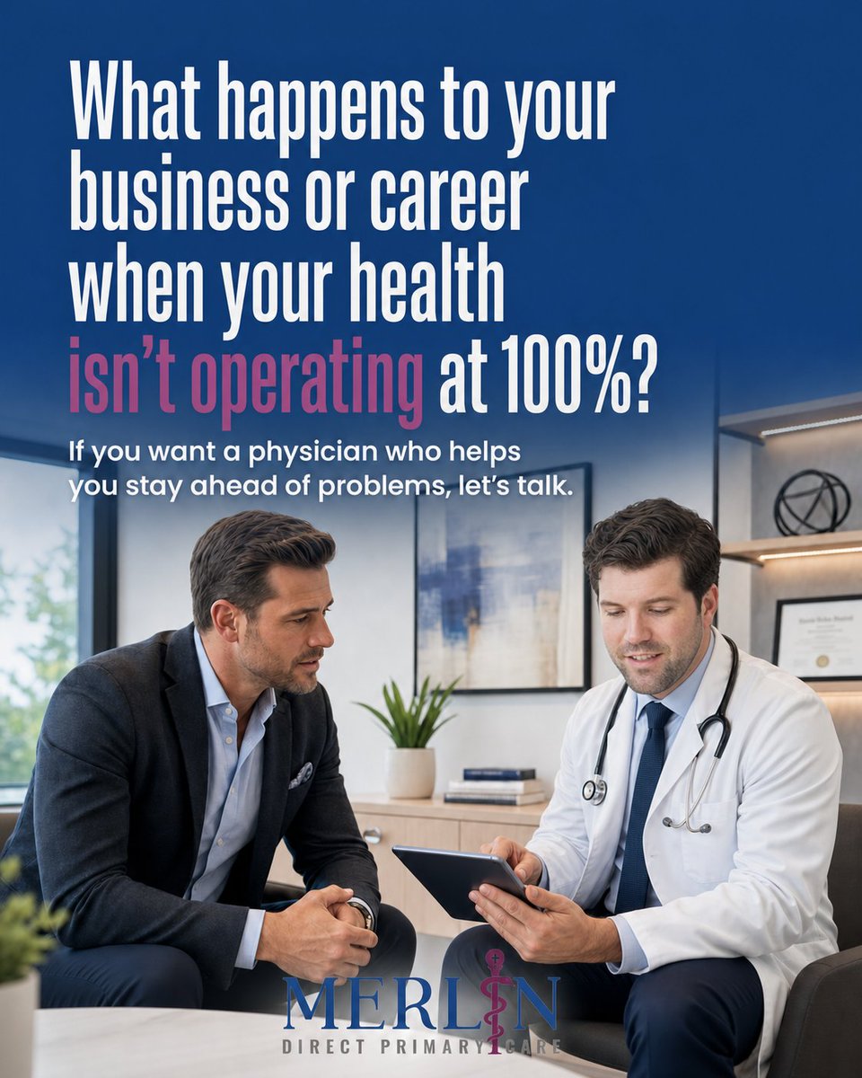 Merlindpc's tweet photo. Fatigue. Brain fog. Unmanaged stress. Every day you're not at your best has a cost. Merlin Direct Primary Care is built to be proactive, not reactive.
If you want a physician who helps you stay ahead of problems, let's talk. https://t.co/SOsL1CXSHA

#SanAntonio #DirectPrimaryCare https://t.co/66H5hNNV6k
