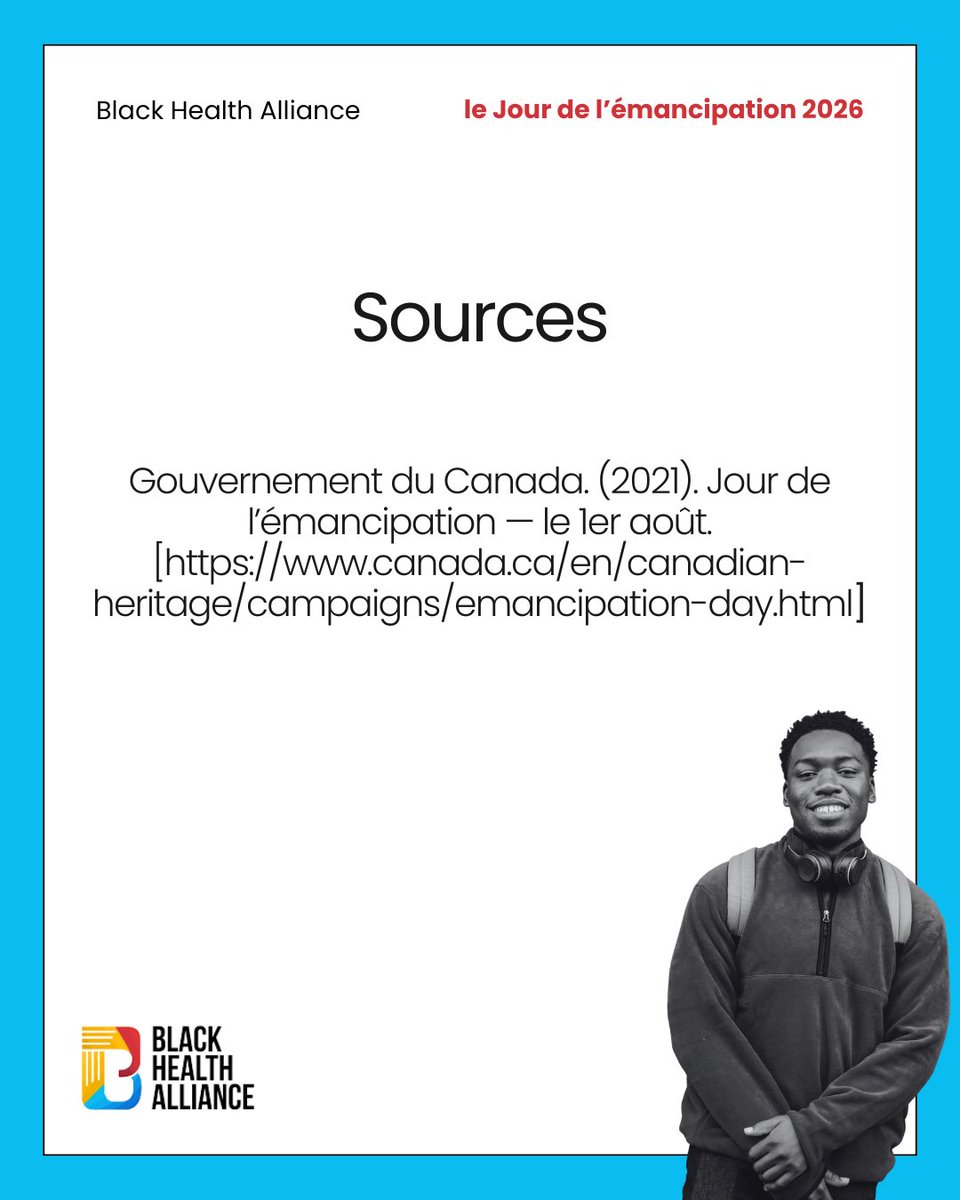 BlackHealthCAN's tweet photo. Le 1er août est reconnu au Canada et par les pays anglophones des Caraïbes comme le Jour de l’émancipation. Le Jour de l’émancipation met en valeur la force et la persévérance des communautés noires au Canada.       #Jourdelémancipation https://t.co/isg4JaATi6