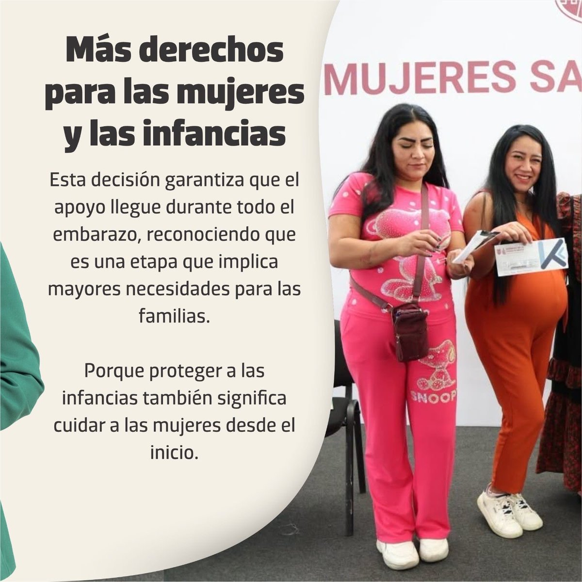 MarthaAvilaCDMX's tweet photo. Con el programa Mujeres Sanas, Infancias Protegidas, nuestra jefa de Gobierno, Clara Brugada, fortalece una política social que acompaña a las mujeres durante toda la gestación, garantizando que todas las beneficiarias reciban el apoyo correspondiente a los nueve meses de embarazo, sin importar cuándo se incorporen al programa.