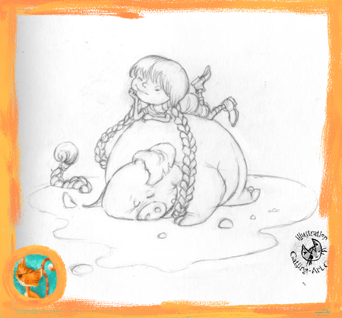 AndyCatBug's tweet photo. The tale of a girl and her pig friend who is obsessed with her pig tails. It is called of course, Pig Tales. #Illustration #kidlit #PigTales #ChildrensBooks #StoryTime #ReadingIsFun #BookIllustration #AnimalFriends #KidsLitCommunity #PigStories https://t.co/w25sRc4Jpy https://t.co/LsFYmaWKKu
