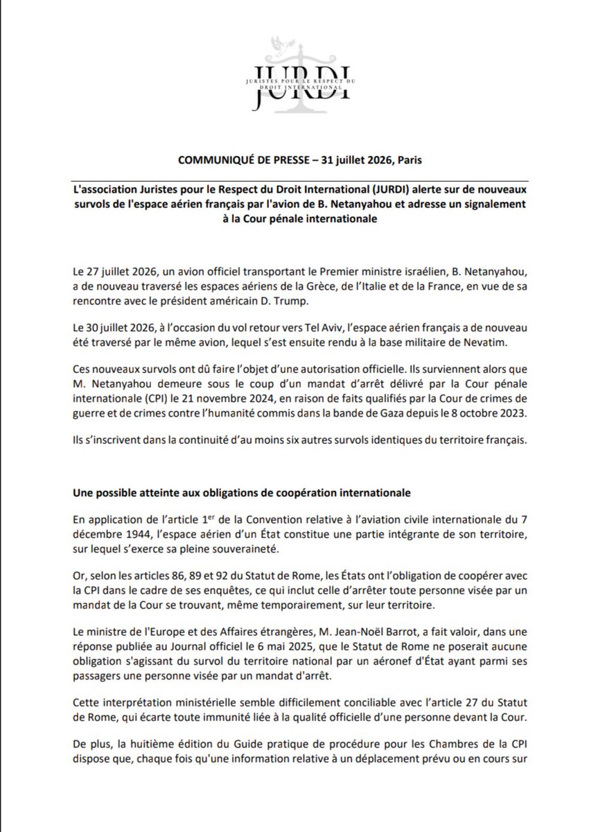 Juristes pour le respect du droit international tweet media