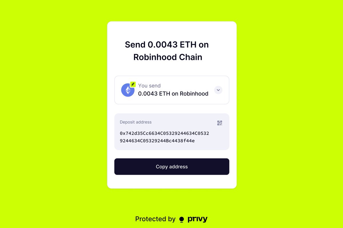 privy_io's tweet photo. 1/ Every Friday, we ship to make building on Privy better.

Today: your users can deposit, swap, and transfer on Robinhood Chain from @RobinhoodCrypto .

The same Privy APIs now work seamlessly on Robinhood Chain, with no new infrastructure to build or manage. https://t.co/mqSFotYk2p