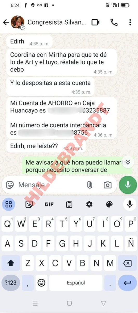 brunoamoretti_'s tweet photo. Transferencias bancarias y chats de WhatsApp revelan que Silvana Robles, la senadora acusada de tránsfuga, recortaba el sueldo de sus trabajadores. En diciembre de 2024, ordenó a su exsecretaria destinar parte del dinero a la esposa de “Art”, como se refería a Arturo Cárdenas, alias “Pinturita”, entonces prófugo y mano derecha de Vladimir Cerrón. Robles también enviaba la cuenta de un tercero para recibir otros depósitos. @ensustrece 🧵(1/6)