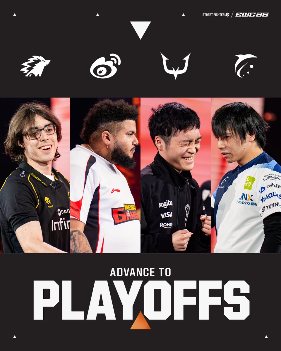 EWC_Extra's tweet photo. The final four players to move on to the TOP 8 of SF6 at EWC26! 🔥 https://t.co/E3QS2hyxo9