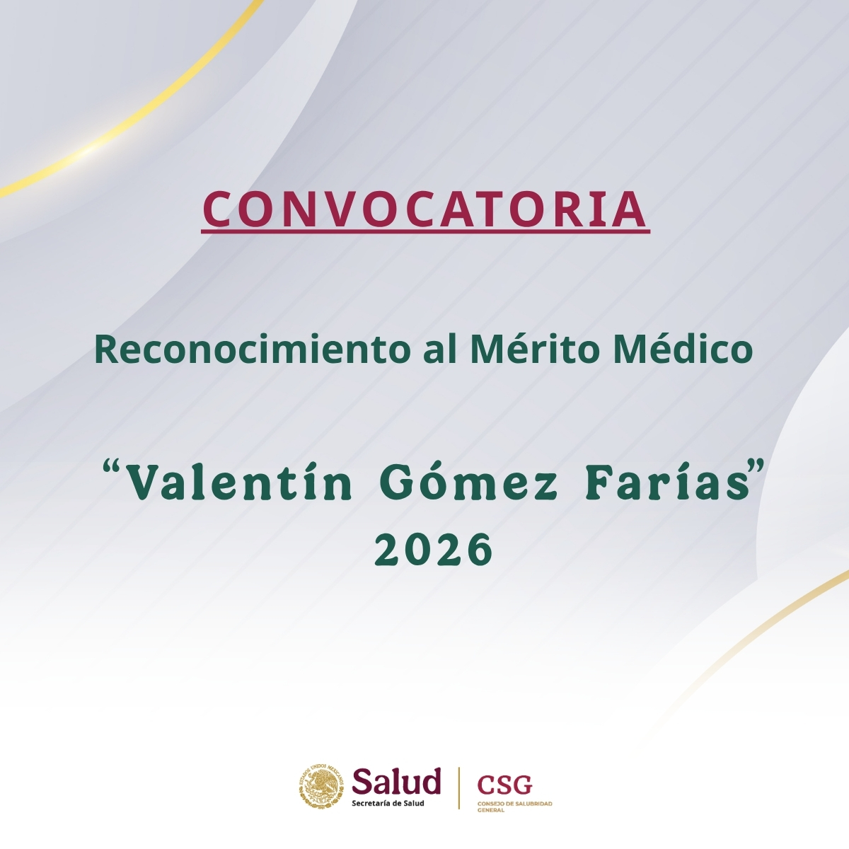 DeSalubridad's tweet photo. 🏆 Reconocimiento al Mérito Médico 2026

El Consejo de Salubridad General invita a las instituciones de salud, academias y universidades a postular a quienes día con día transforman la medicina en nuestro país.

¡Revisa los requisitos!
✨ Convocatoria: https://t.co/HGC7EDcpdM
📖 Guía de postulación: https://t.co/yc1Q8ueZ5M
🌐 Más info: https://t.co/WeazdnvLof

#CSG #RMM2026