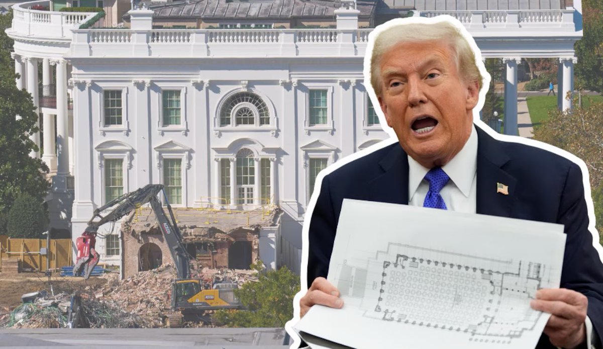 TrumpsPortfolio's tweet photo. July 2025: Trump announces a $200 million White House ballroom. Promises it “won’t interfere with the current building.”

October 2025: He demolishes the entire East Wing. Built 1902. Backhoes on the White House lawn became a tourist attraction. Melania’s offices — gone. Public tours — suspended.

The donors: Meta. Apple. Google. Amazon. Blackstone’s CEO. The Winklevoss twins. The Commerce Secretary’s family. 37 in all, every one of them regulated by, contracting with, or under investigation by his government.

March 2026: Cost hits $400M. Trump: “This is taxpayer-free. We have no taxpayer putting up 10 cents.”

June 2026: Records show the real estimate is $600 million, and half of it is coming from taxpayers.

He knocked down part of the White House, let corporations with business before him buy the replacement, lied about who’s paying, and stuck you with $300 million of it.

For a ballroom.