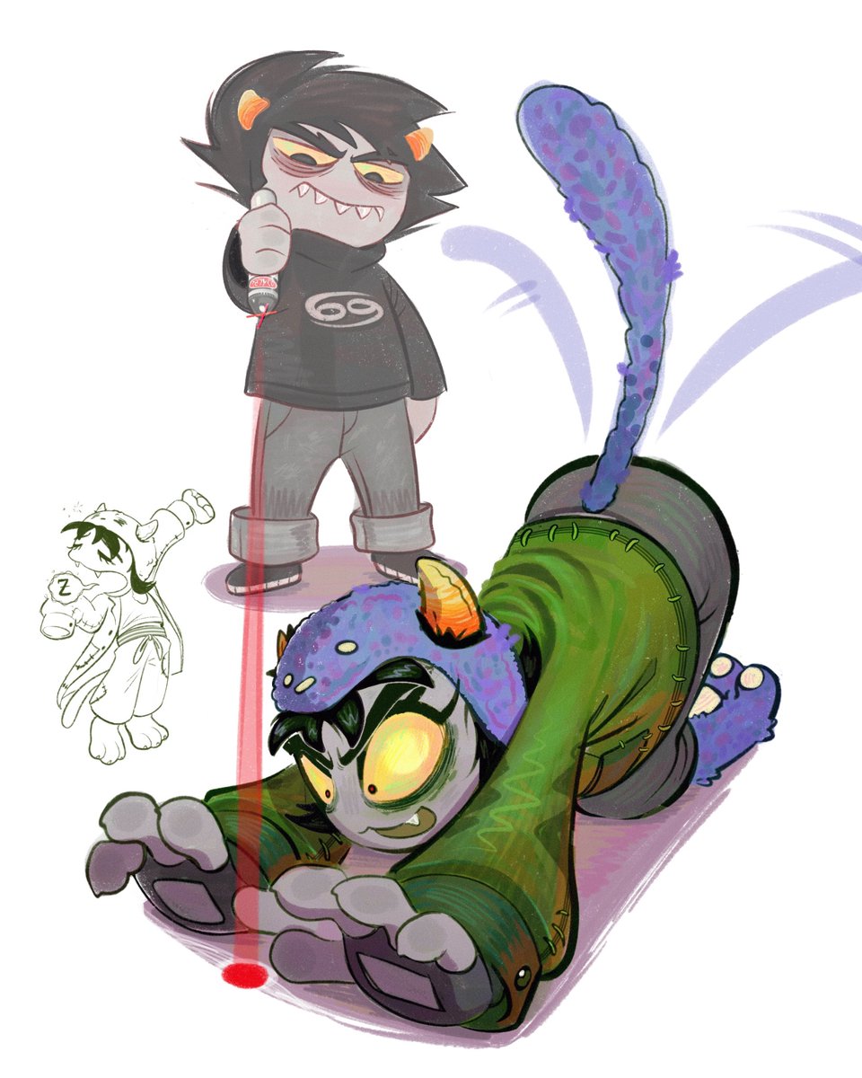 Easy_Gray's tweet photo. Nepeta hunting a “mighty” “lazerbeast” 
#homestuck https://t.co/5oI0wjBqK0