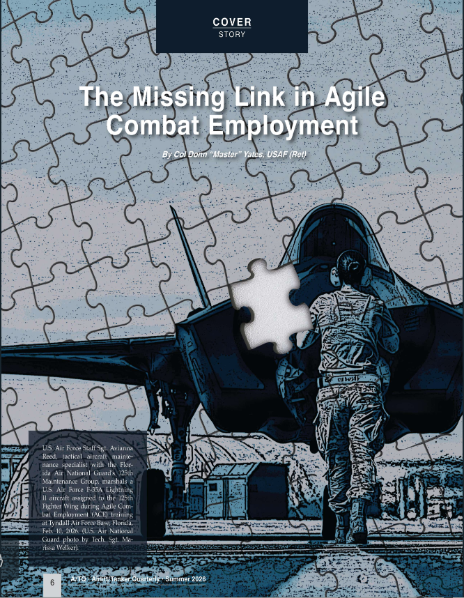 ElectraAero's tweet photo. Airlift Tanker Quarterly's Summer 2026 edition features a cover story by Electra Defense VP & GM Donn Yates.

"The Missing Link in Agile Combat Employment" explores why contested operations demand runway-independent tactical airlift to enable distributed logistics.

Read the cover story (page 8): 
https://t.co/7Wb96Y28Q1