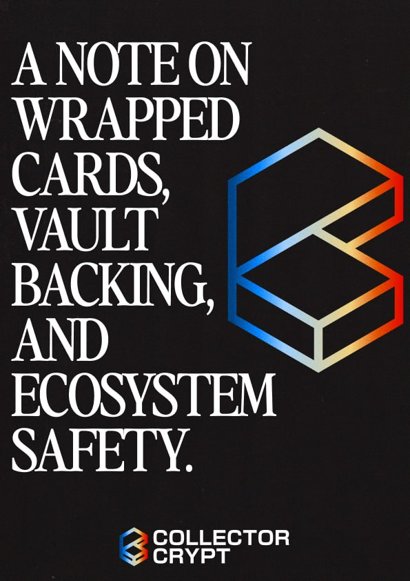Collector_Crypt's tweet photo. We love the innovation happening around vending and gacha products that leverage Collector Crypt’s vaulting and tokenization infrastructure. This includes platforms on Robinhood mirroring our inventory, as well as projects that re-hypothecate our NFTs onto other chains for use in user-generated gacha machines.  

We expected this development for some time, we are honored that these platforms have chosen to use Collector Crypt NFTs and it has now arrived everything, everywhere, all at once. We want to clearly remind users of both Collector Crypt and any platforms minting re-hypothecated versions of our cards on other chains: those NFTs are not Collector Crypt NFTs. They are not backed by a physical card vaulted with Collector Crypt. We are not responsible for any losses, theft, or issues that may occur with these assets on other chains. Our responsibility remains solely with the authentic Solana NFTs and future NFTs we may mint on other chains.  

As we see the interest in some of these third party projects, we want to ensure they do not adversely impact the value of the Collector Crypt ecosystem or our users. We may implement updates to our Terms of Service that specifically address permitted uses of our NFTs and introduce structural measures covering cards that have been re-hypothecated onto other chains.  

We encourage teams building on other chains to reach out to us so we can discuss ways to mitigate risks for both their users and ours. For example, Collector Crypt already maintains minting contracts and card redemption workflows on EVM chains that could be utilized for these purposes.  

Thanks for reading, we look forward to working with you.

– T