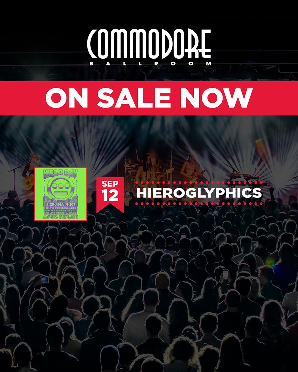 commodorevcr's tweet photo. The countdown to Hieroglyphics starts now. Tickets on sale at https://t.co/LCMFTDzES2 ⏳ https://t.co/hTn4UA4wMt