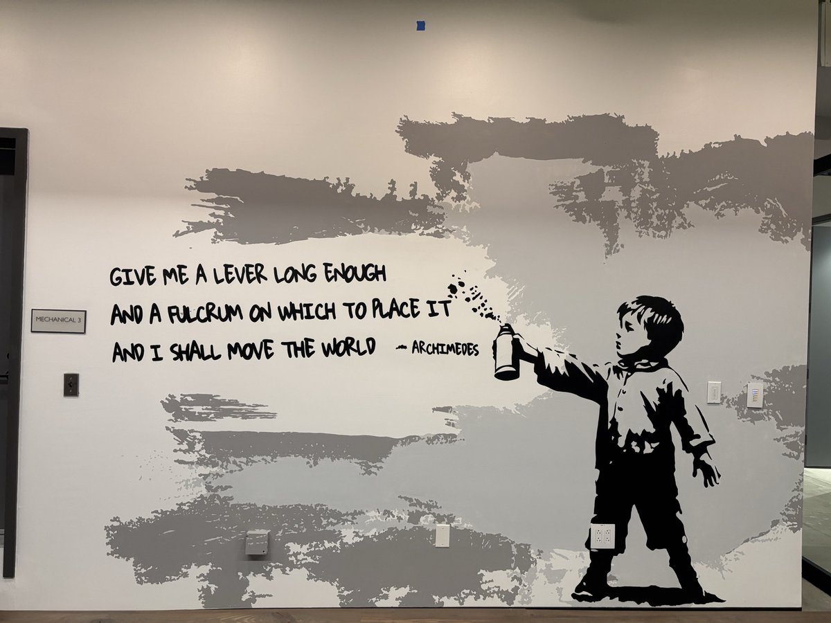Graffiti_USA's tweet photo. Some conference rooms play it safe. Silversmith Capital does not. We added a Banksy-style stencil wall, a boy with a spray can on a concrete-look background. Their 2nd wall with us. #StreetArt #StencilArt #SilversmithCapital https://t.co/hYebDm3ZwO