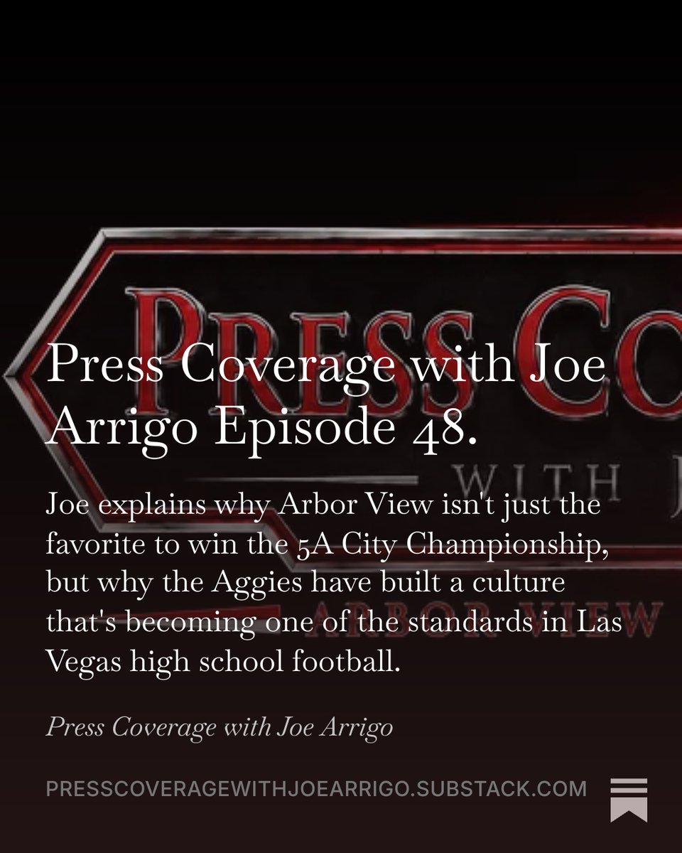 JoeArrigo_'s tweet photo. Press Coverage with Joe Arrigo Episode 48:

On this episode of Press Coverage (@pcwithjoearrigo): Joe explains why @aggiefootball05 isn't just the favorite to win the 5A City Championship, but why the Aggies have built a culture that's becoming one of the standards in Las Vegas high school football.

https://t.co/aHTsUmBUrQ

#702HSFB #LasVegasHighSchoolFootball #HighSchoolFootball #HighSchoolFootballPreview