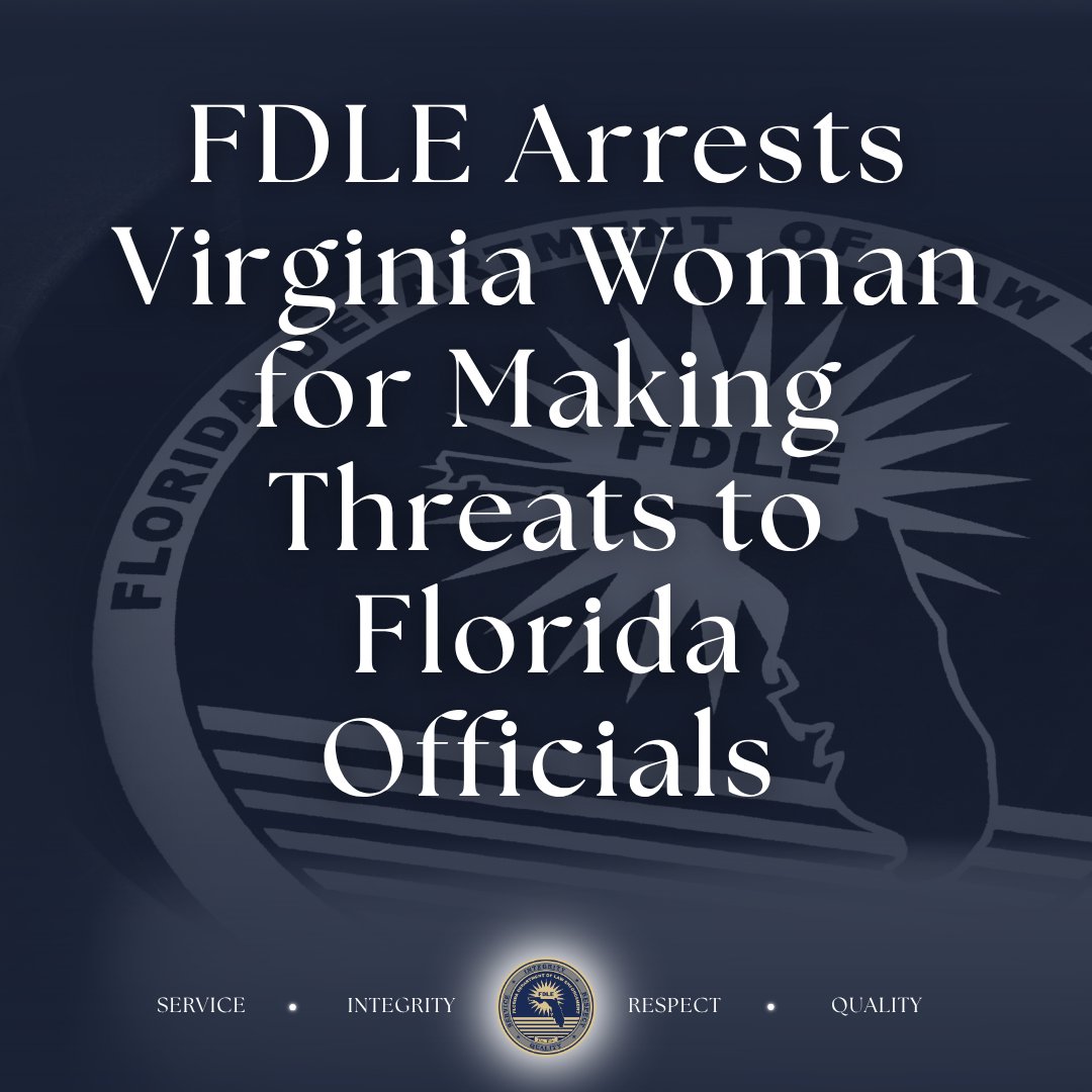fdlepio's tweet photo. Protecting the safety of our Florida officials.

FDLE Fort Myers worked with the Miami-Dade Sheriff’s Office and the Virginia State Police after several Florida officials received threatening letters last year.

The investigation led to the arrest of Jasmyn Osborne of Virginia. She is now in Florida facing the consequences of her actions.

Let’s make this clear, FDLE will continue to work with our partners to investigate threats of violence and protect our Florida officials.

You can read more about the investigation here: https://t.co/PXp3Mivd9a