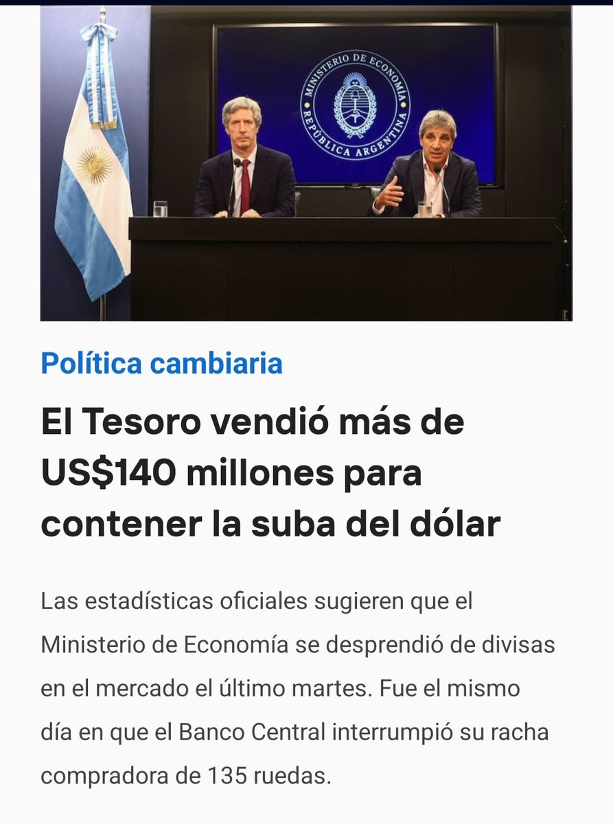 cositopolitico's tweet photo. Se terminaron los dólares de la cosecha y el bco central empezó a vender.....El dolar tiene q estar en 2200 https://t.co/gWakgZA10t