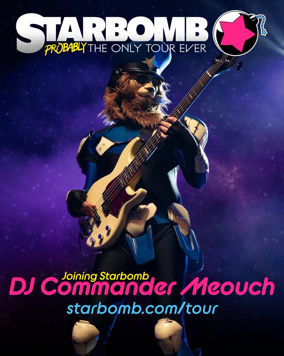 starbomb's tweet photo. BIG ANNOUNCEMENT!!! DJ Commander Meouch will be JOINING US for “Starbomb: Probably The Only Tour Ever”!!!!! He’s the PERFECT DJ because when he drops a beat, he always lands on his feet! GET TIX.

@CommanderMeouch https://t.co/3RQKMN8Wht