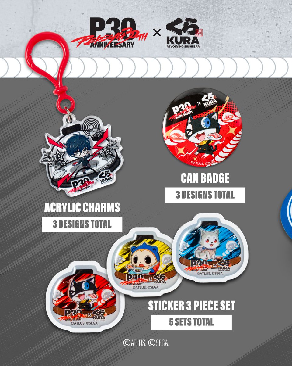 kurasushi_usa's tweet photo. 🎭🍣 The Persona franchise, celebrating 30 years, is taking over Kura Sushi starting TOMORROW, 8/1! ✨

Celebrate 30 years of Persona history with exclusive Bikkura Pon prizes and bold menu surprises inspired by the series. 🎁🤖

Enjoy collectible capsule prizes, including Acrylic Charms, Can Badges, and Sticker Sets. 

The exclusive Cooling Towel with Case giveaway begins Wednesday, August 5, for Kura Rewards Members, so mark your calendars to secure your gear! 🎁✨
Available while supplies last only. 

Satisfy your cravings, change your fate, and experience Kura Sushi like never before. ❤️

👉 Full details here: https://t.co/WCx4Ap6qeg. See you at Kura Sushi!

#revolvingsushi #conveyorbeltsushi #persona