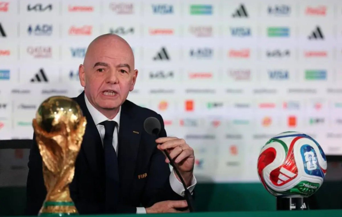 TouchlineX's tweet photo. 🚨🗣️ Gianni Infantino: "The 2030 World Cup will be the most beautiful ever because it will be held in the most beautiful country in the world, Morocco. I feel at home in Morocco." https://t.co/U5hK9k18nQ
