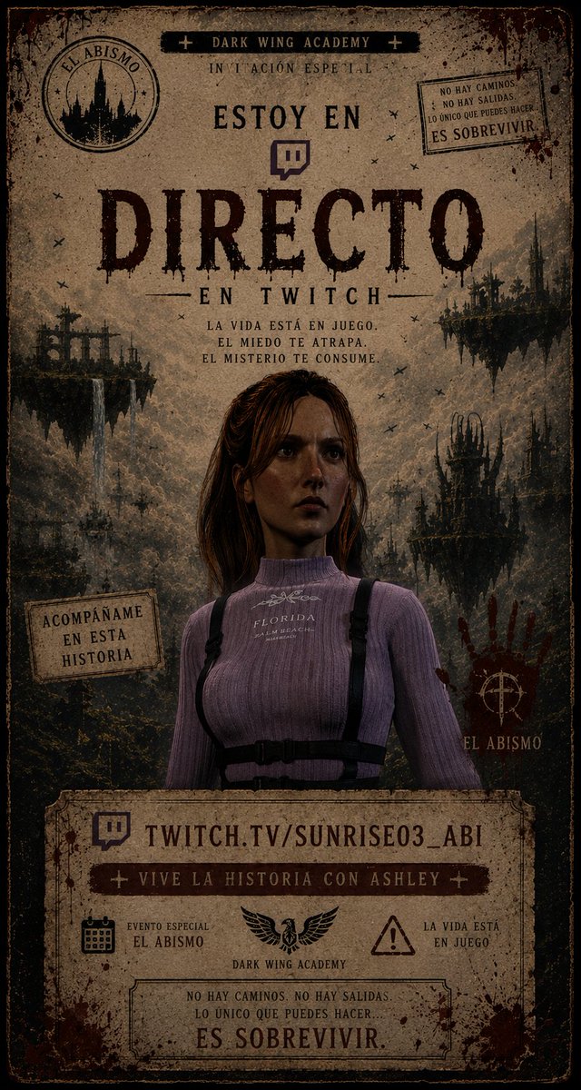 albast_11's tweet photo. 🩸 DÍA 1 | EL ABISMO
La historia comienza.
No hay salida... solo sobrevivir.

🔴 En directo con Ashley Brook.
💜 https://t.co/P4DOYnfjiC https://t.co/Ff7ix2HPgE