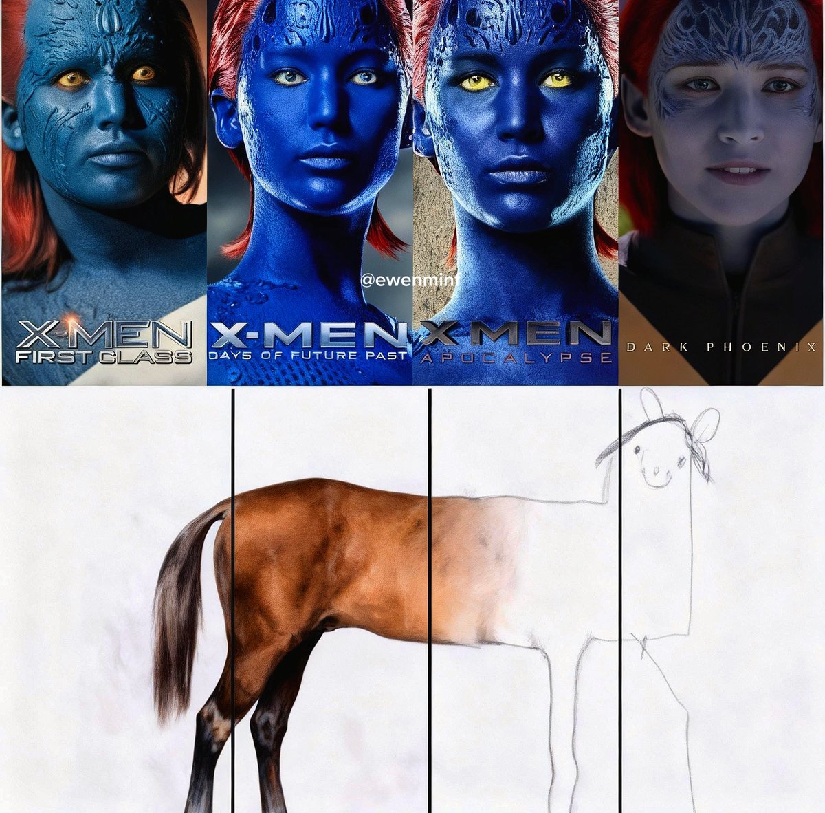 ewenmind's tweet photo. You can literally see the practical makeup disappearing with each movie. https://t.co/5uoHLUa9Om