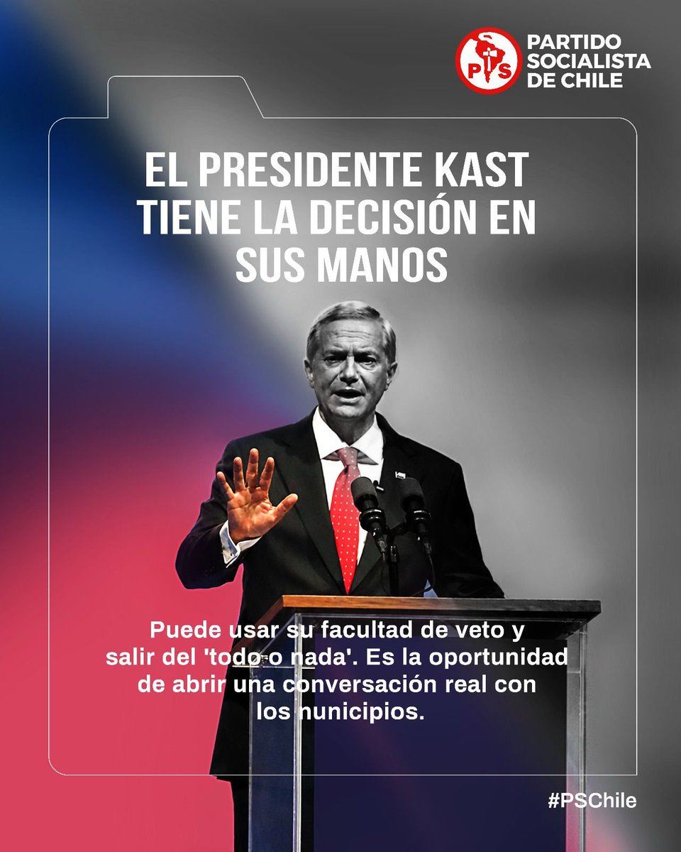 jaimesponda's tweet photo. El veto presidencial es la última carta antes de que la megarreforma quede cerrada. Kast puede usarlo para escuchar a los municipios, o dejar pasar la fórmula tal como está. La pelota está en La Moneda. #ElPSPiensaEnChile #PSChile #Megarreforma https://t.co/L32dvWa0Mr